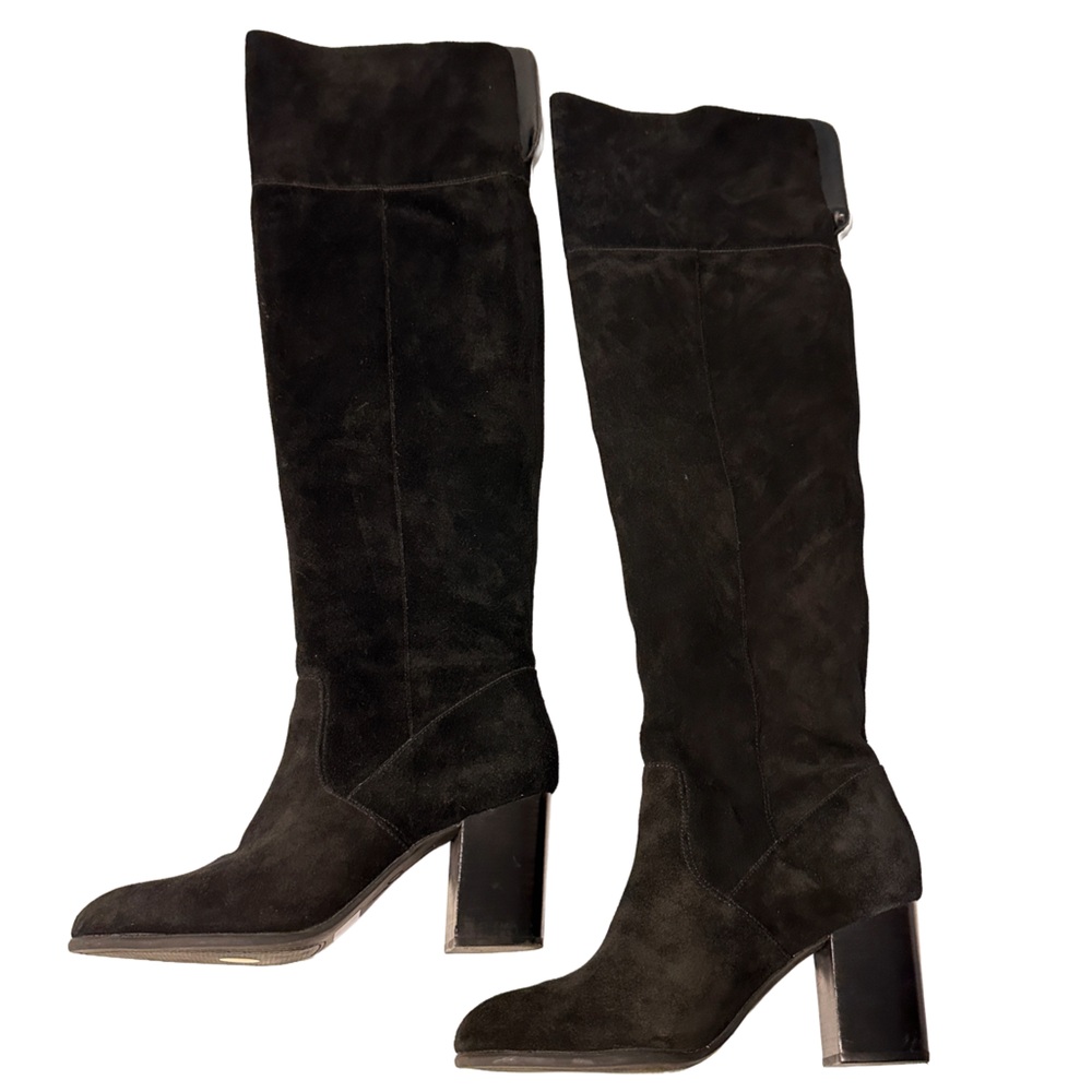 Jessica Simpson Suede Black Leather Over the Knee Heeled‎ Boots 8.5